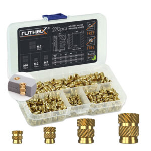 Ruthex – Assortimento di inserti filettati M2, M3, M4 e M5, 270 pezzi