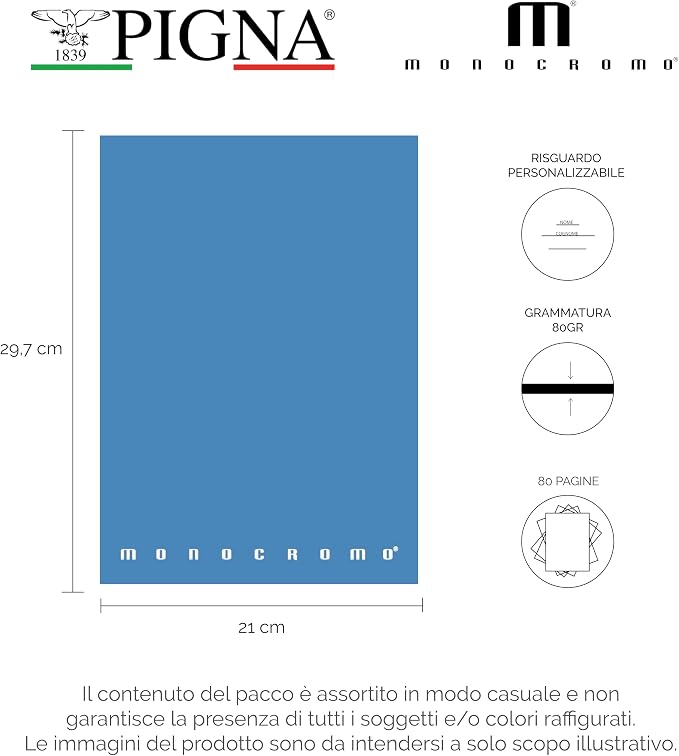 Pigna Monocromo The Original – Quaderno Maxi A4, rigatura 1R