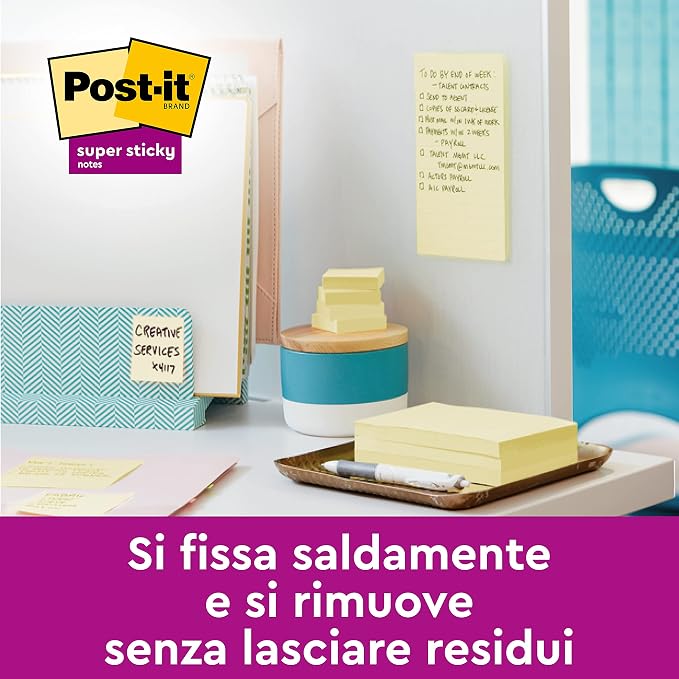 Post-it Super Sticky – Blocchetto giallo 76 × 76 mm, 90 fogli
